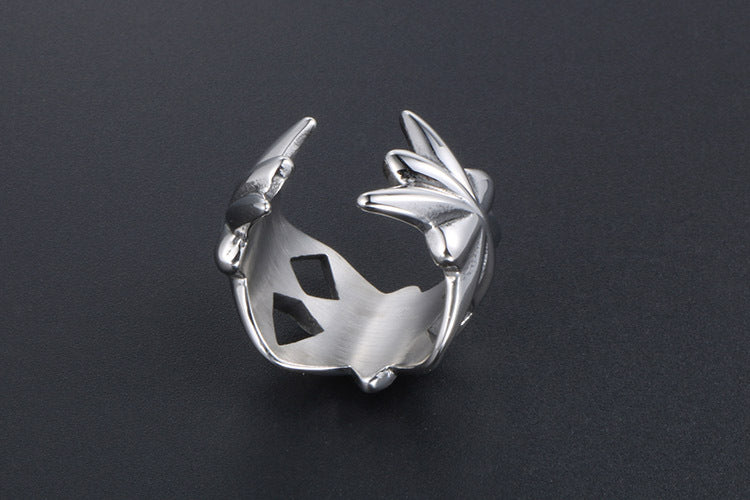 Trendy Men's Open Ring - European and American Retro Hollow Cross Design in Titanium Steel