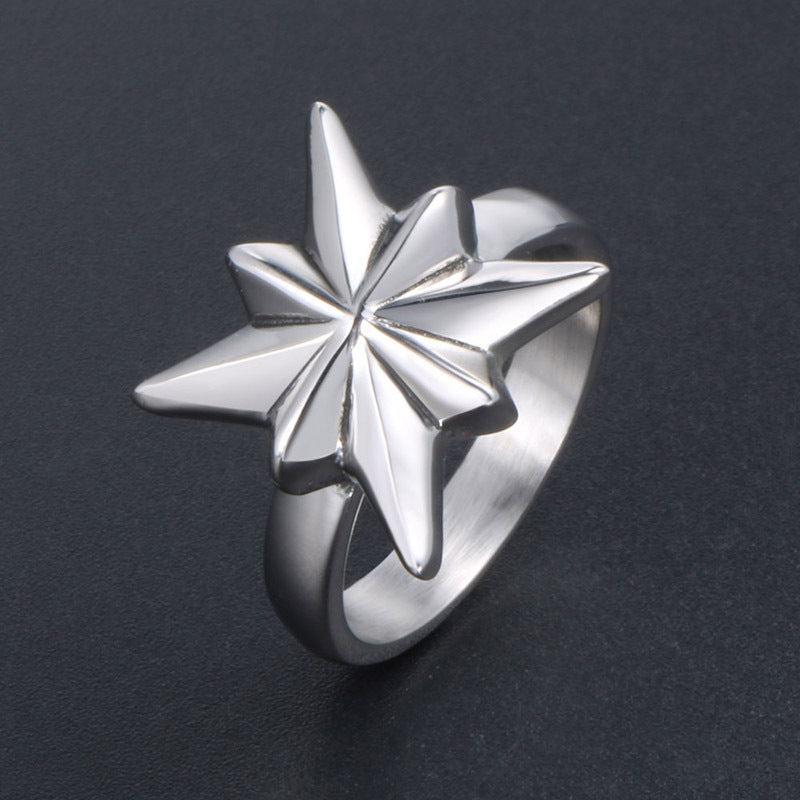 Trendy Titanium Steel Floral Ring for Men and Women - European and American Wholesale Fashion
