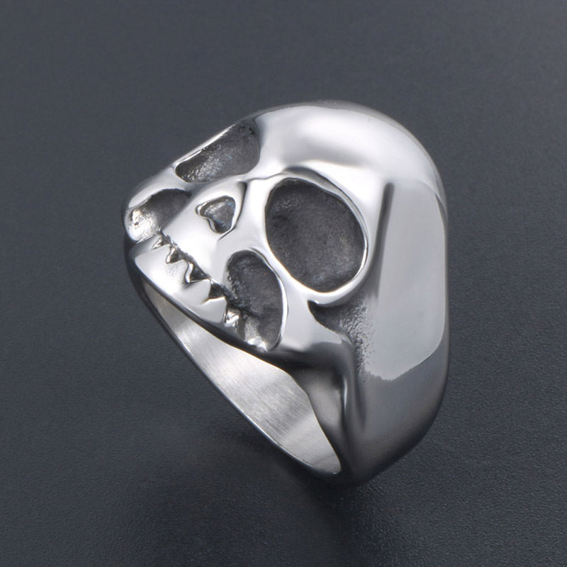 Trendy Titanium Steel Skull Ring for Men - Cross-Border Fashion Accessory
