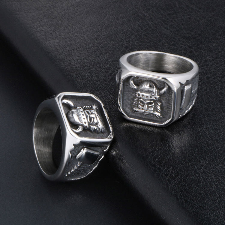 Personalized Viking-Inspired Titanium Steel Ring for Men - Trendy Old-Style Casting Jewelry