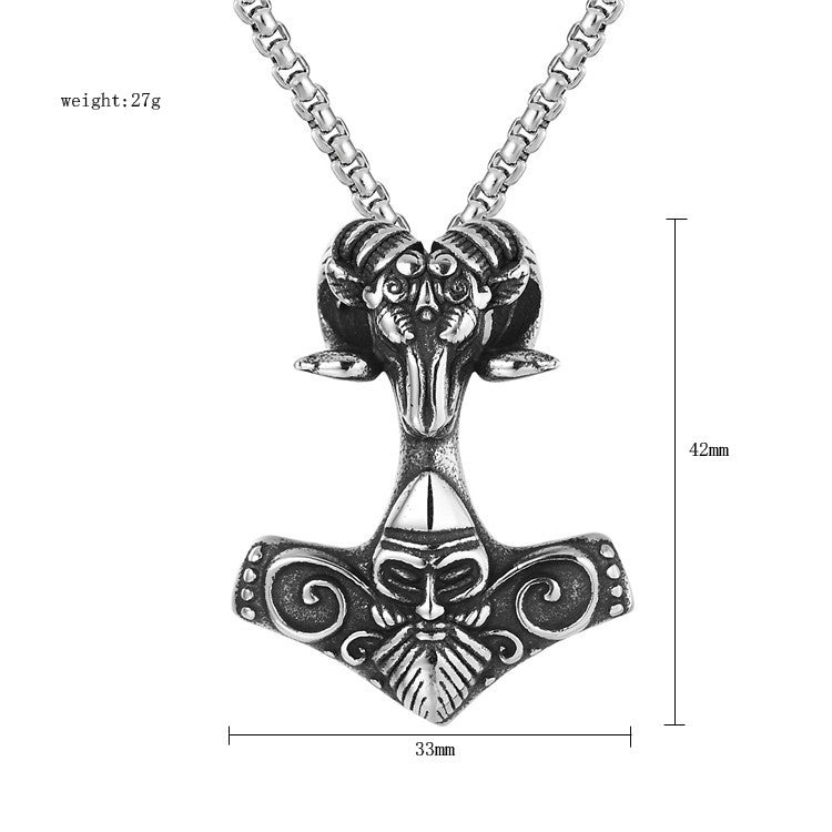 Viking Ram Skull Titanium Steel Pendant Necklace