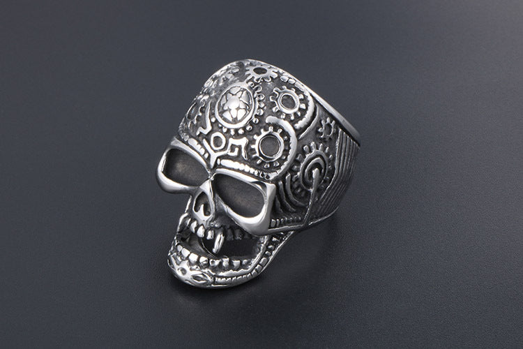 Vampire Titanium Skull Ring for Men European American Punk