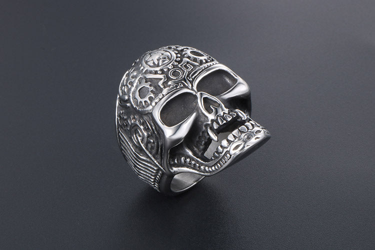 Vampire Titanium Skull Ring for Men European American Punk