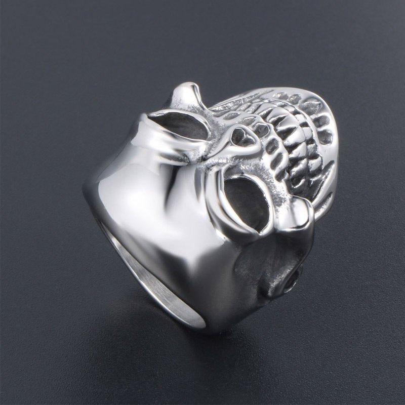 Men's Punk Titanium Steel Skull Ring - Exaggerated Rock Design in Stainless Steel