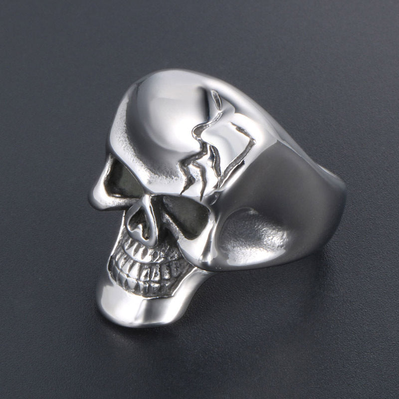Trendy Blackened Skull Titanium Steel Ring for Men - European and American Fashion Jewelry