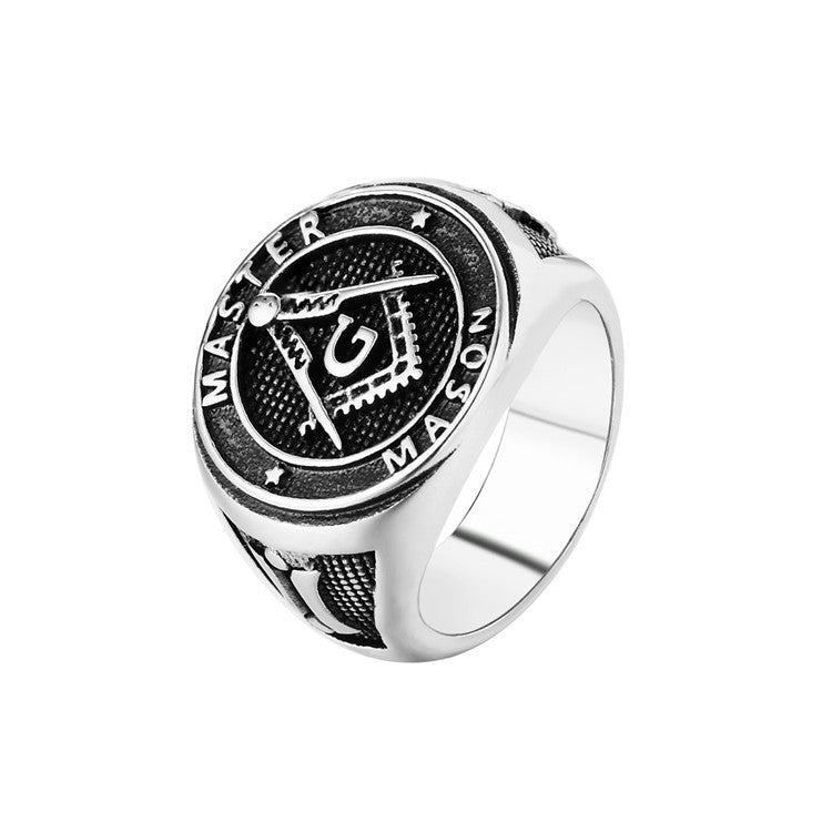 Planderful Everyday Genie Titanium Steel Ring For Men And Unisex Retro Punk Freemasonry Style Durable