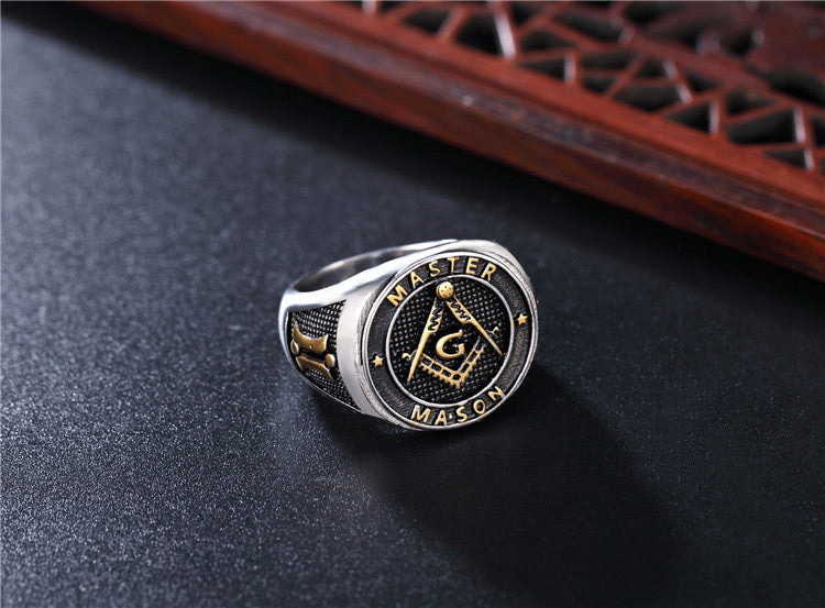 Planderful Everyday Genie Titanium Steel Ring For Men And Unisex Retro Punk Freemasonry Style Durable