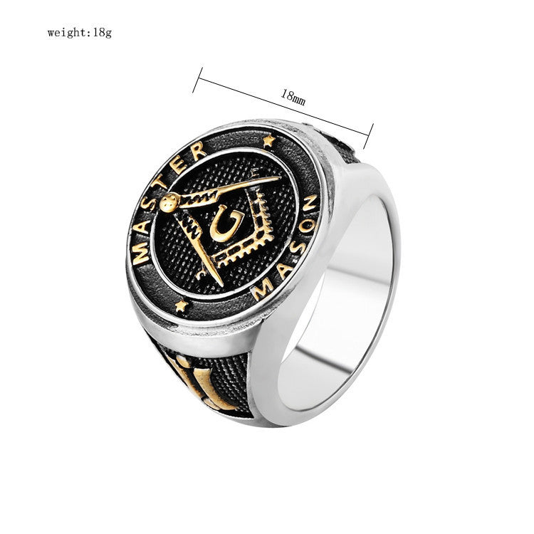 Planderful Everyday Genie Titanium Steel Ring For Men And Unisex Retro Punk Freemasonry Style Durable