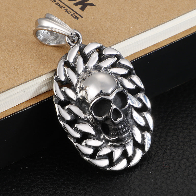 Skull Pendant Necklace for Men - Punk Style Titanium Steel Jewelry