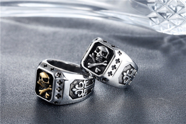 Skull Cross Titanium Steel Ring