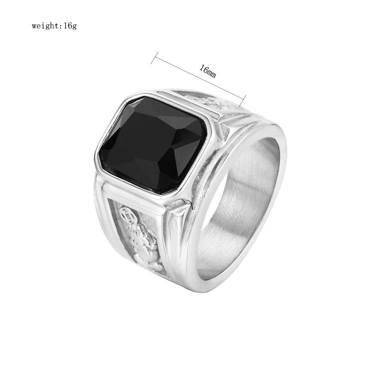 Planderful Mens Titanium Steel Ring Zircon Accent Durable Unisex Everyday Genie Jewelry