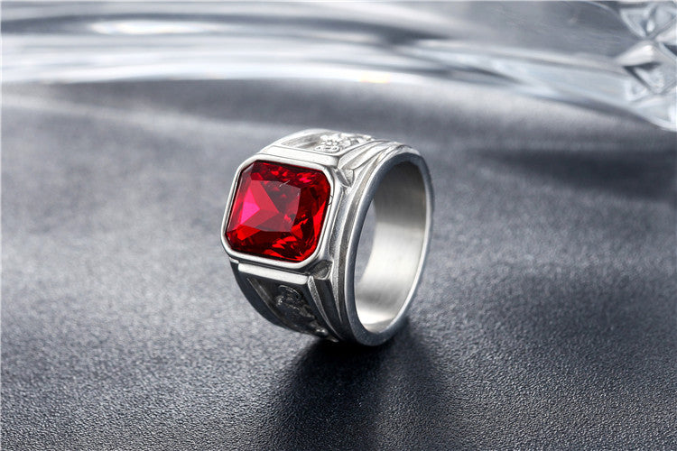 Planderful Mens Titanium Steel Ring Zircon Accent Durable Unisex Everyday Genie Jewelry