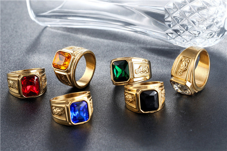 Personalized Gold Plated Titanium Steel Ring For Men Unisex Protection Statement Planderful Jewelry