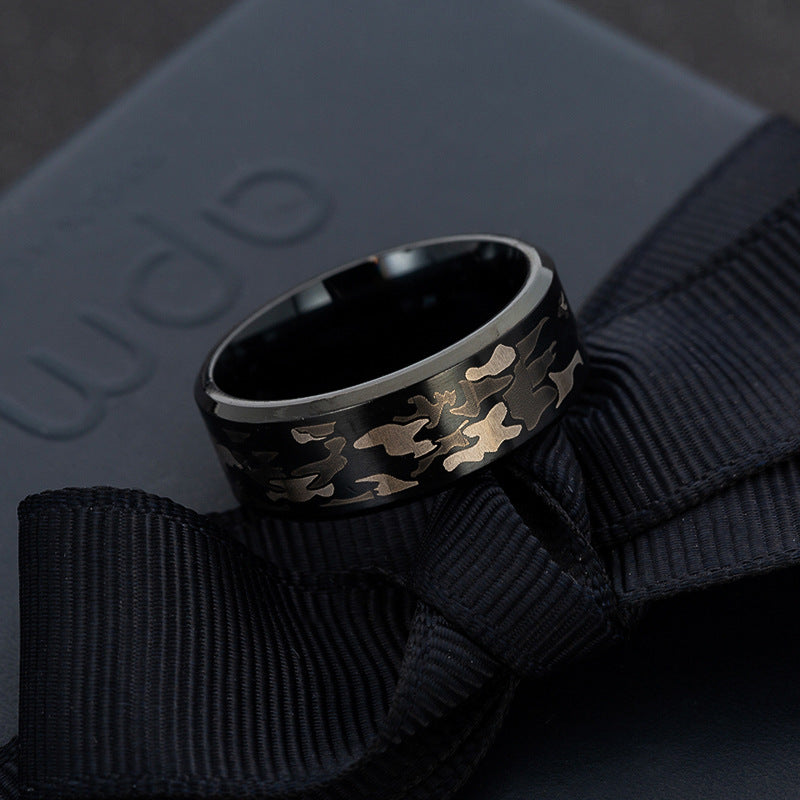 Military Men's Titanium Steel Camouflage Ring Set - Wholesale Lot