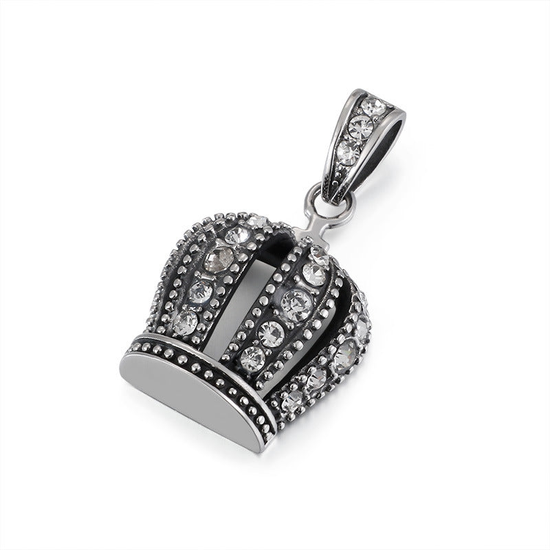Regal Zircon Crown Titanium Pendant for Men