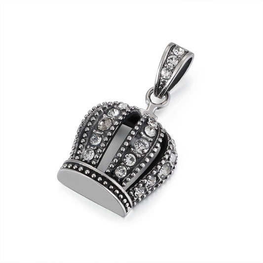 Regal Zircon Crown Titanium Pendant for Men