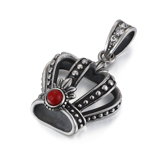 Majestic Crown Pendant: Vintage Stainless Steel Hip-Hop Jewelry