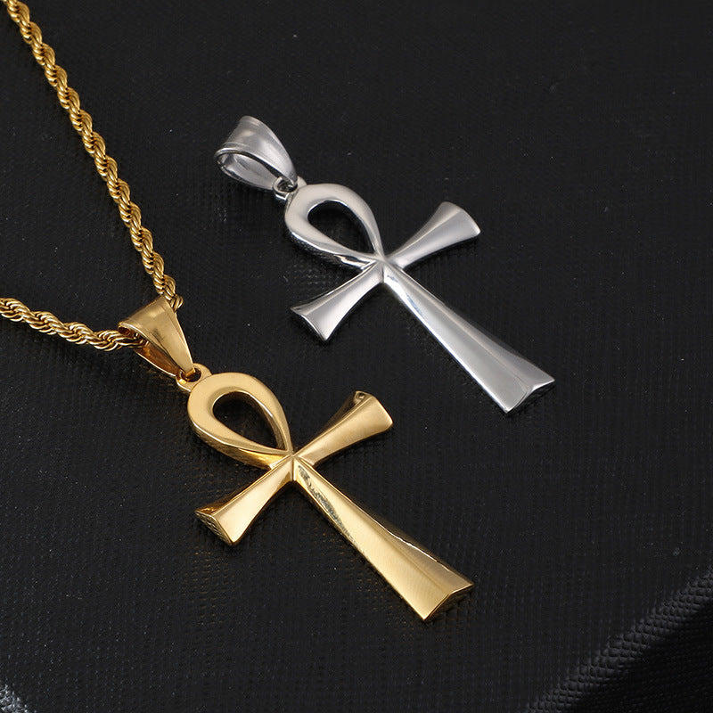 Ancient Egyptian Cross Stainless Steel Men's Amulet Pendant
