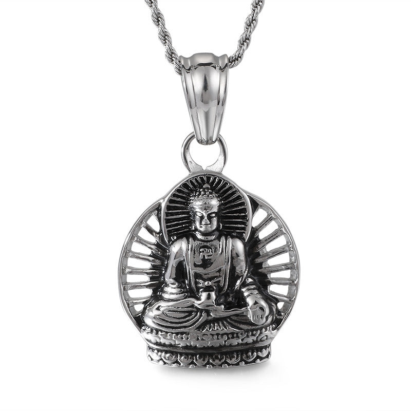 Retro Titanium Steel Buddha Men's Pendant - Planderful Collection - Everyday Genie