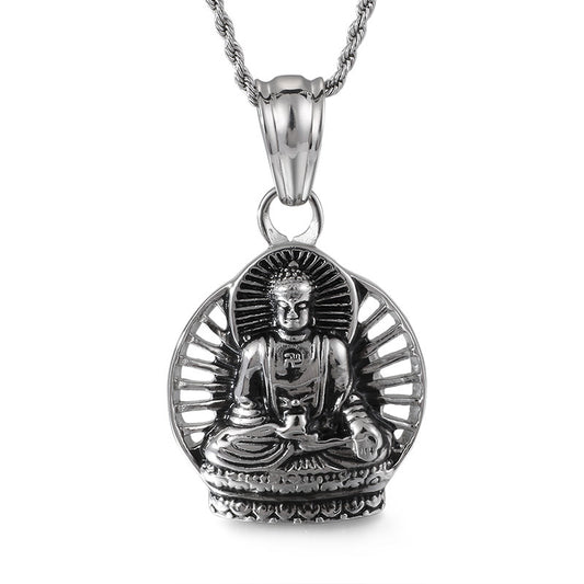 Retro Titanium Steel Buddha Men's Pendant - Planderful Collection - Everyday Genie