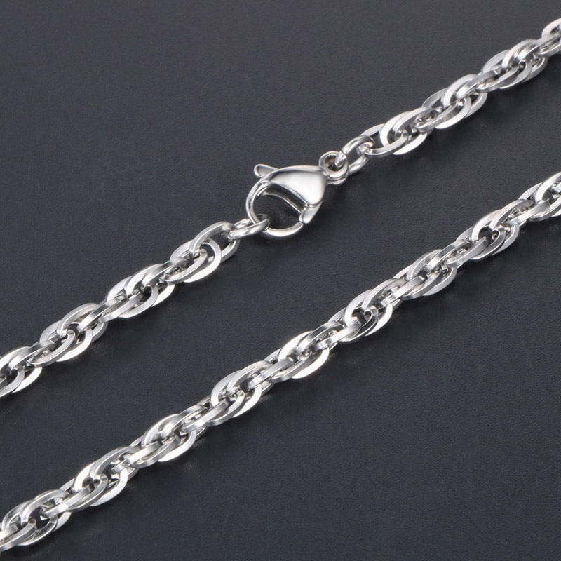 Personalized Titanium Steel Men's Double-Buckle Pendant Necklace for a Modern Look