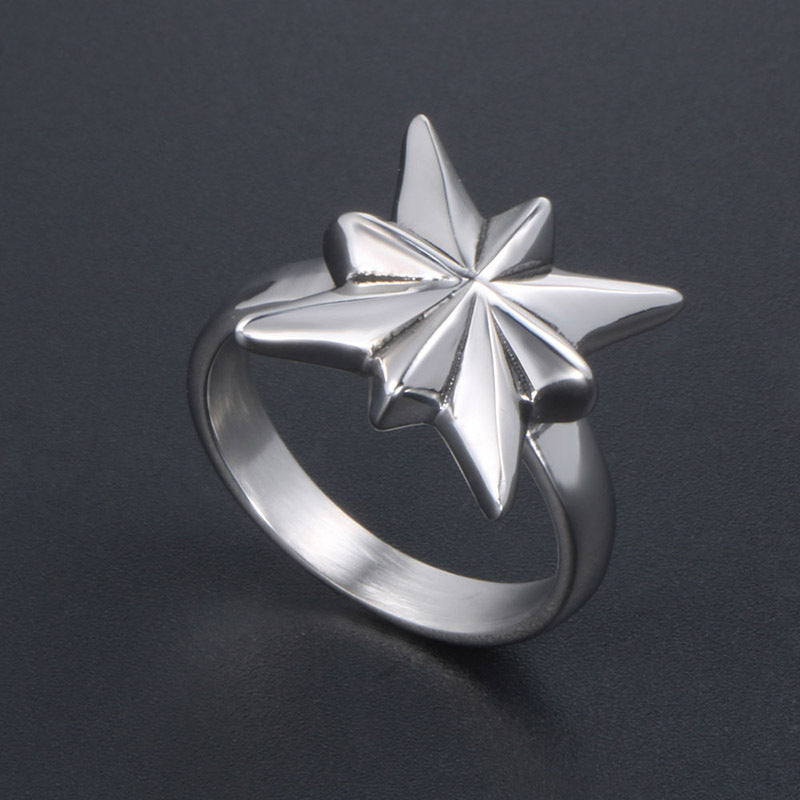 Trendy Titanium Steel Floral Ring for Men and Women - European and American Wholesale Fashion