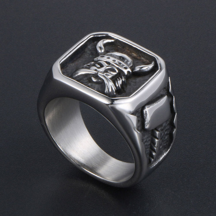 Personalized Viking-Inspired Titanium Steel Ring for Men - Trendy Old-Style Casting Jewelry