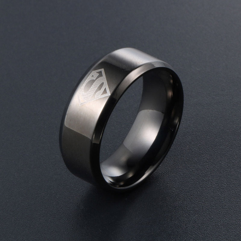 Titanium Steel Superman Fashion Ring for Men and Women - Stylish Index Finger Accessory