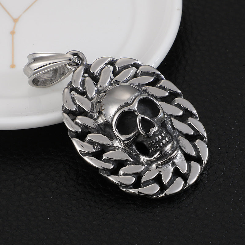 Skull Pendant Necklace for Men - Punk Style Titanium Steel Jewelry