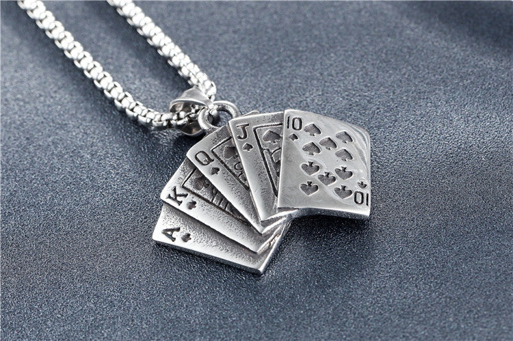 Personalized Retro Playing Card Pendant for Card Lovers Unisex Steel Planderful Everyday Genie