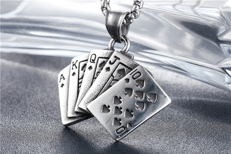 Personalized Retro Playing Card Pendant for Card Lovers Unisex Steel Planderful Everyday Genie