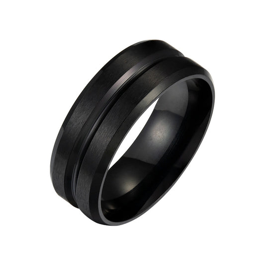 8MM Matte Stainless Steel Ring for Men - Sleek European Design
