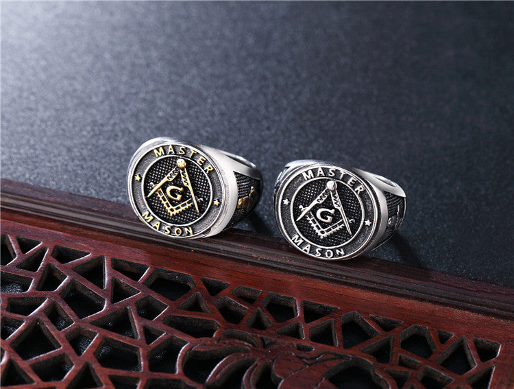 Planderful Everyday Genie Titanium Steel Ring For Men And Unisex Retro Punk Freemasonry Style Durable