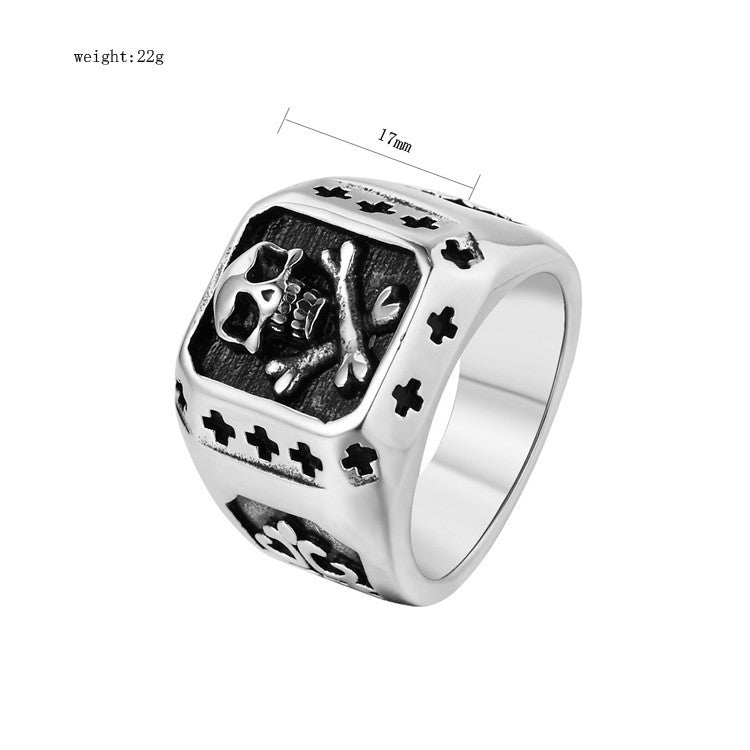 Skull Cross Titanium Steel Ring