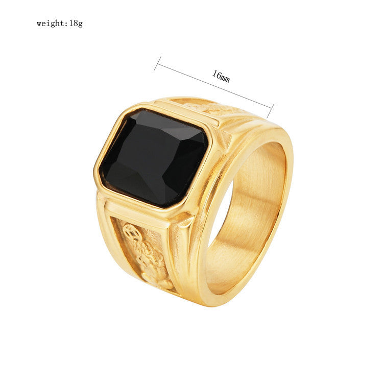 Personalized Gold Plated Titanium Steel Ring For Men Unisex Protection Statement Planderful Jewelry
