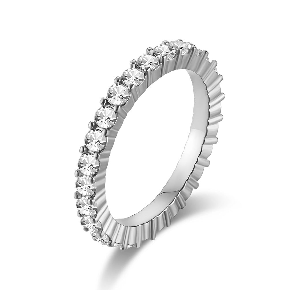 Rose Gold Surrounded By Zircon Stainless Steel Women's Ring – Women's Elegant