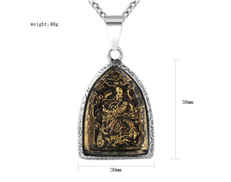 Planderful Everyday Genie Steel Pendant Necklace Unisex Chinese Style Amulet Durable Gift For Him And Her