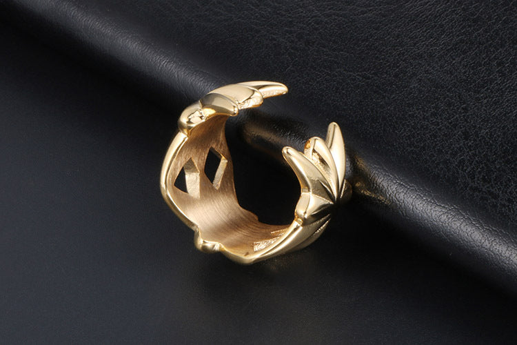 Trendy Men's Open Ring - European and American Retro Hollow Cross Design in Titanium Steel