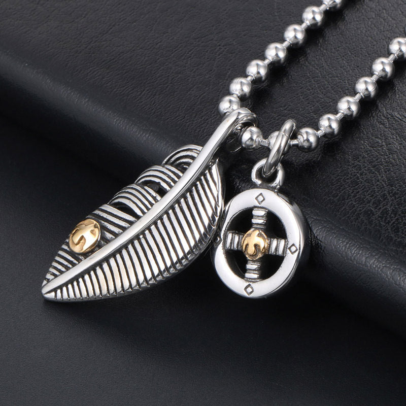 Feather Eagle Wheel Pendant – Men's Necklace – Women's Sweater Pendant