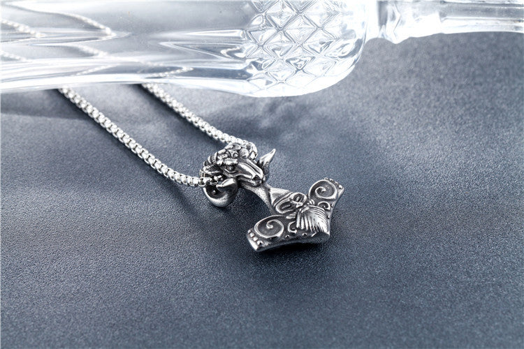 Viking Ram Skull Titanium Steel Pendant Necklace
