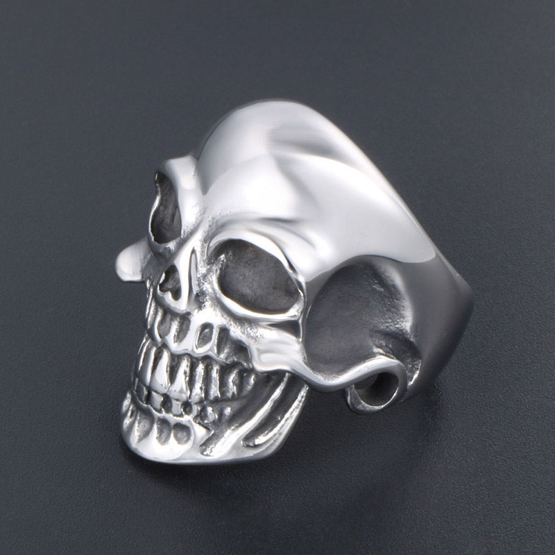 Men's Punk Titanium Steel Skull Ring - Exaggerated Rock Design in Stainless Steel