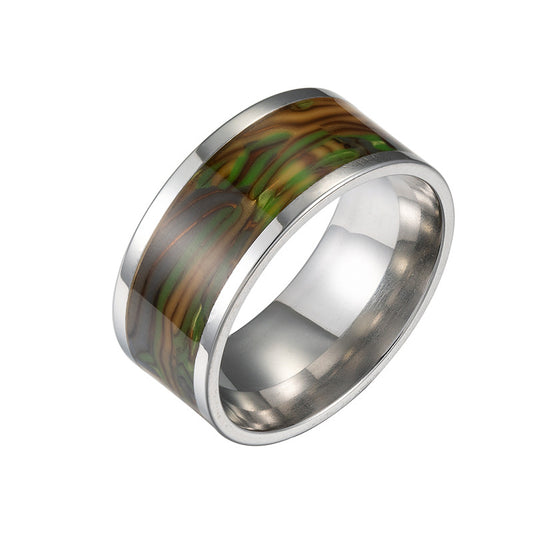 Abalone Shell Men's Ring with Stainless Steel Summer Style