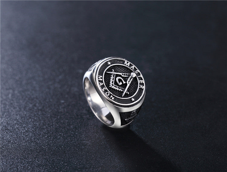 Planderful Everyday Genie Titanium Steel Ring For Men And Unisex Retro Punk Freemasonry Style Durable