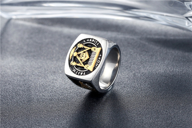 Titanium Steel Ring Freemasonry Style For Men Unisex Protection Statement Bold Everyday Genie By Planderful
