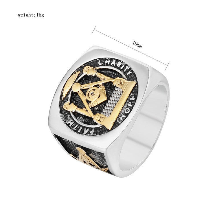 Titanium Steel Ring Freemasonry Style For Men Unisex Protection Statement Bold Everyday Genie By Planderful