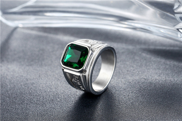 Planderful Mens Titanium Steel Ring Zircon Accent Durable Unisex Everyday Genie Jewelry