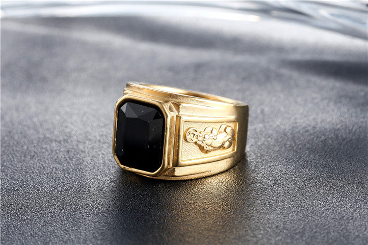 Personalized Gold Plated Titanium Steel Ring For Men Unisex Protection Statement Planderful Jewelry