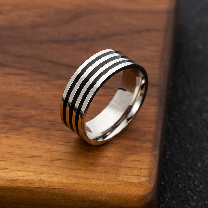Stainless Steel Men's Drip Oil Ring - Simple Fashion Hand Jewelry