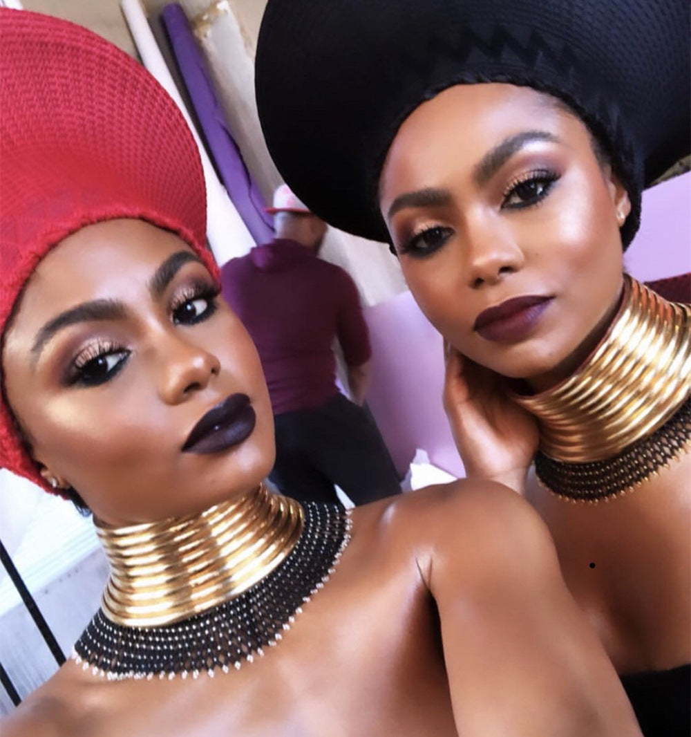 African Savanna Rhythms Women's Exaggerated Collar Necklace