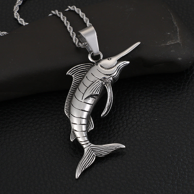 Punk Tuna Stainless Steel Pendant with Animal Charm